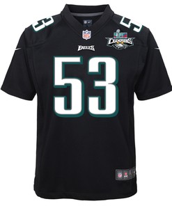 Christian Elliss 53 Philadelphia Eagles Super Bowl LVII Champions 2 Stars Youth Game Jersey - Black