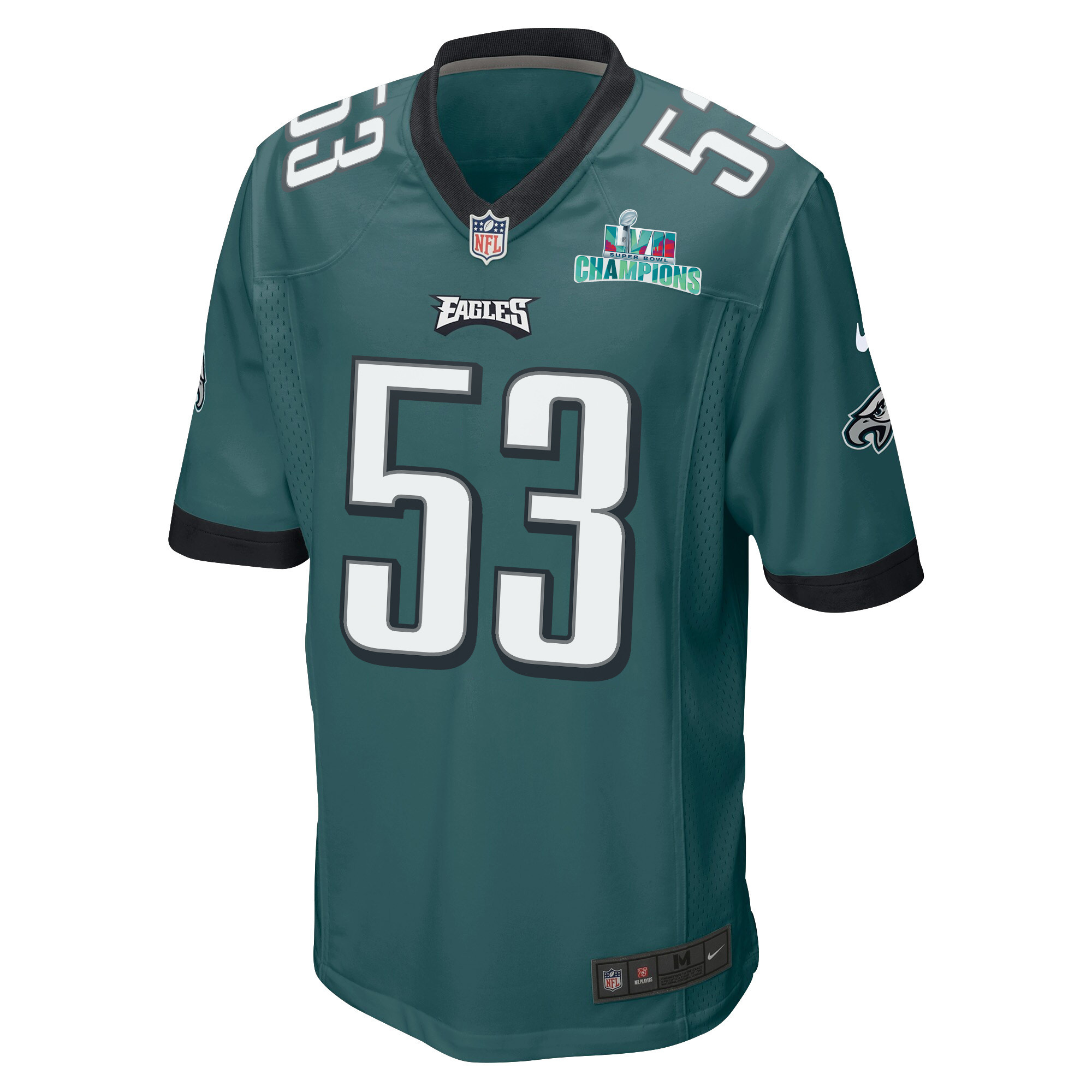 Christian Elliss 53 Philadelphia Eagles Super Bowl LVII Champions Men Game Jersey - Midnight Green