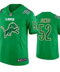 Christian Jones Detroit Lions #52 Jersey St. Patricks Day Kelly Green Lucky - Men