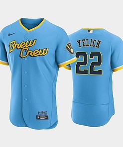 Christian Yelich 22 2022-23 City Connect Milwaukee Brewers Jersey - Powder Blue
