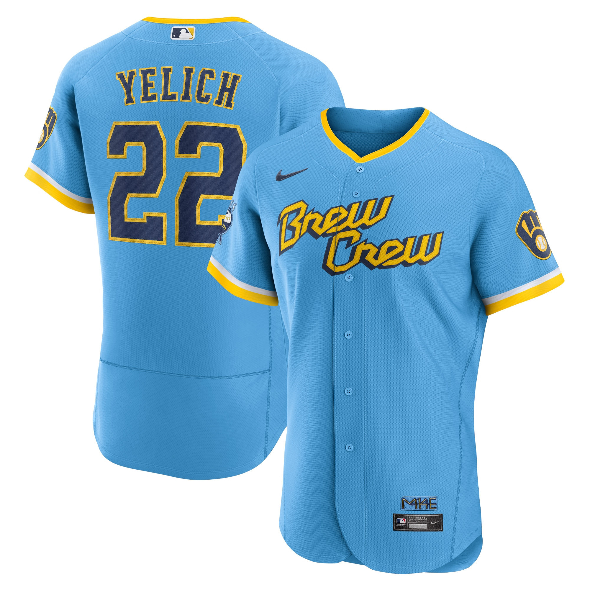 Christian Yelich Milwaukee Brewers 2022 City Connect Authentic Player Jersey - Powder Blue Mlb
