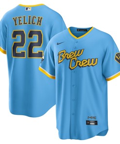 Christian Yelich Milwaukee Brewers 2022 City Connect Replica Player Jersey - Powder Blue Mlb