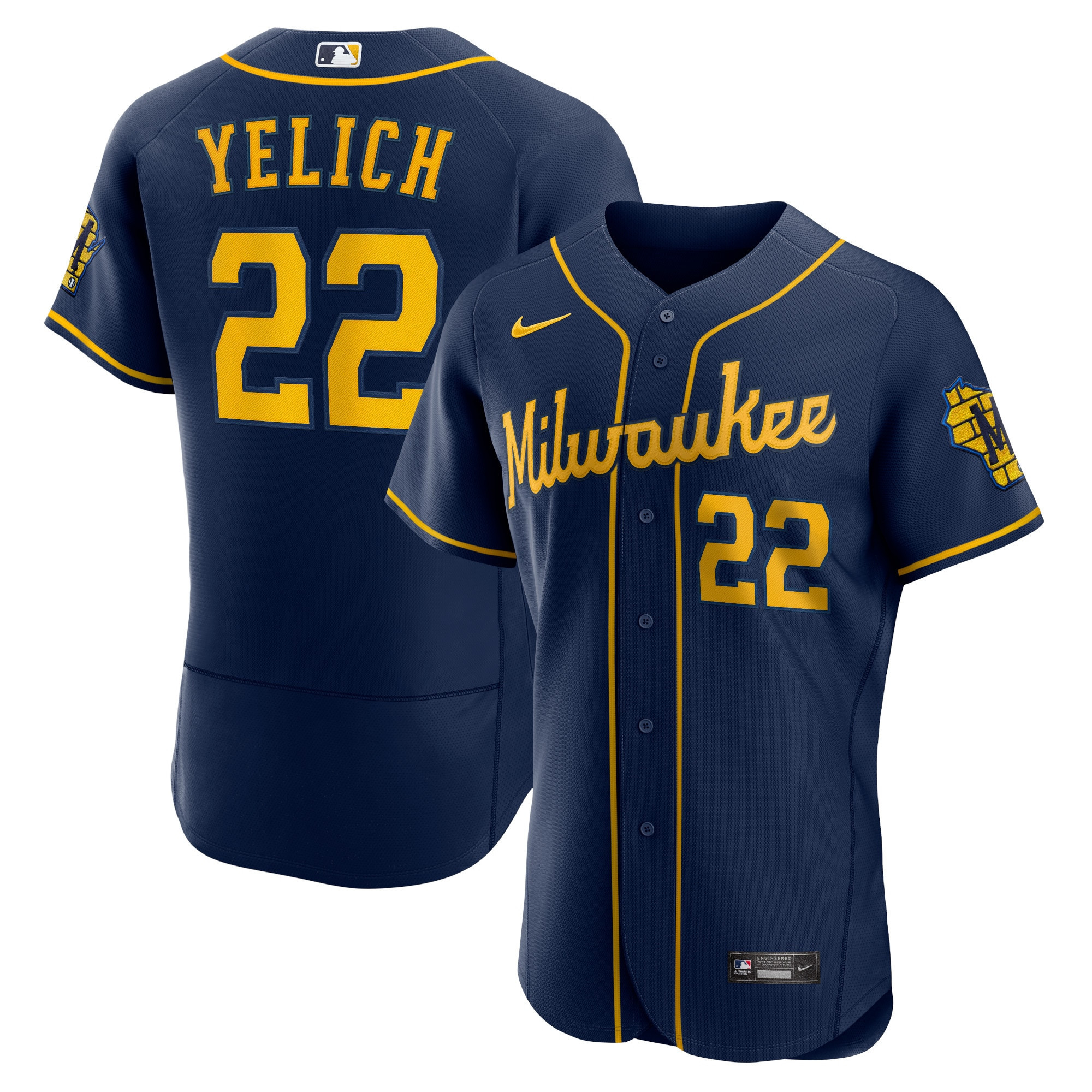Christian Yelich Milwaukee Brewers Alternate Authentic Player Jersey - Navy Mlb