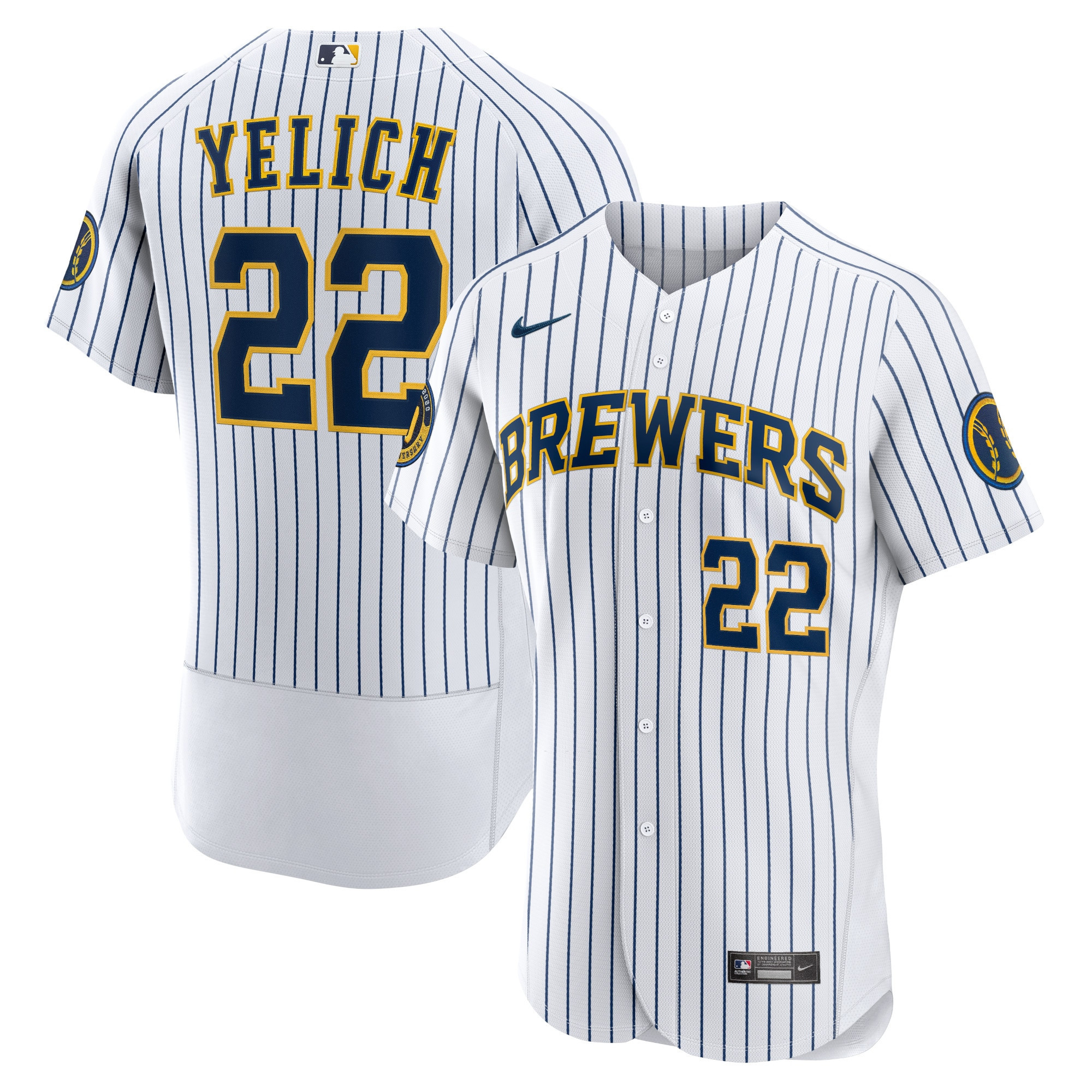 Christian Yelich Milwaukee Brewers Alternate Authentic Player Jersey - White Mlb