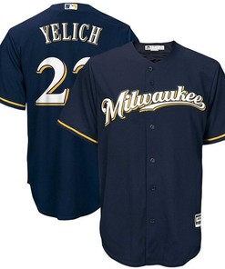 Christian Yelich Milwaukee Brewers Alternate Official Cool Base Player Jersey - Navy