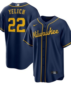 Christian Yelich Milwaukee Brewers Alternate Replica Player Jersey Navy Mlb