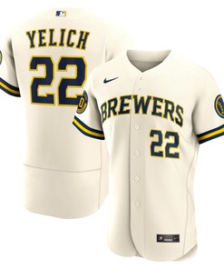 Christian Yelich Milwaukee Brewers Home Authentic Player Jersey - Cream Mlb