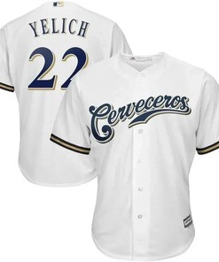 Christian Yelich Milwaukee Brewers Home Hispanic Heritage Cool Base Player Jersey - White