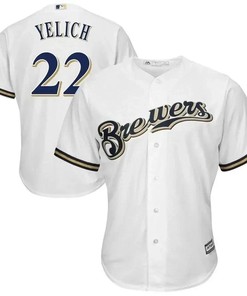 Christian Yelich Milwaukee Brewers Official Cool Base Player Jersey - White