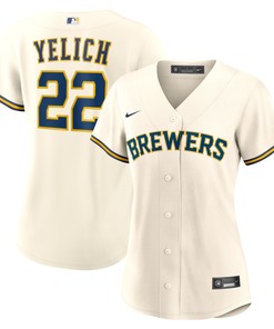 Christian Yelich Milwaukee Brewers Womens Home Replica Player Jersey - Cream Mlb