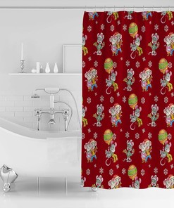 Christmas Balls Cute Mouse Love Winter Snowflake Shower Curtain for Home Bathroom Decor