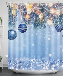 Christmas Blue Balls Shower Curtain