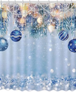 Christmas Blue Balls Shower Curtain