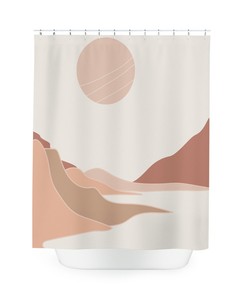 Christmas Gift Abstract Mid Century Woman Geometric Line Art Shower Curtain for Festive Bathroom Decor