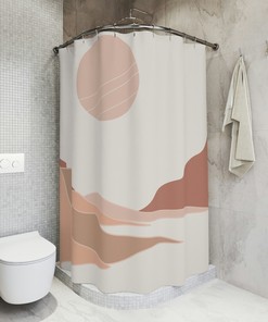 Christmas Gift Abstract Mid Century Woman Geometric Line Art Shower Curtain for Festive Bathroom Decor