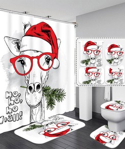 Christmas Giraffe Animal Shower Curtain for a Unique and Fun Bathroom