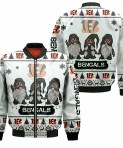 Christmas Gnomes Cincinnati Bengals Ugly Sweatshirt Christmas 3D Bomber Jacket Model 1242