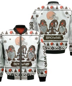 Christmas Gnomes Cleveland Browns Ugly Sweatshirt Christmas 3D Bomber Jacket