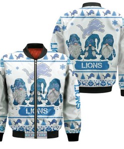 Christmas Gnomes Detroit Lions Ugly Sweatshirt Christmas 3D Bomber Jacket