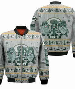 Christmas Gnomes Green Bay Packers Ugly Christmas 3D Bomber Jacket Model 1274