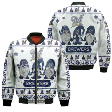 Christmas Gnomes Milwaukee Brewers Ugly Sweatshirt Christmas 3D Bomber Jacket