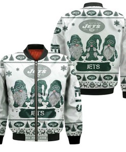 Christmas Gnomes New York Jets Ugly Sweatshirt Christmas 3D Bomber Jacket