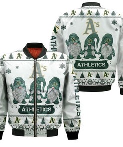 Christmas Gnomes Oakland Athletics Ugly Sweatshirt Christmas 3D Bomber Jacket