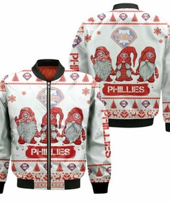 Christmas Gnomes Philadelphia Phillies Ugly Sweatshirt Christmas 3D Bomber Jacket Model 1338