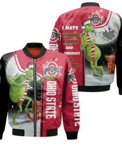 Christmas Grinch Ohio State Buckeyes I Hate Morning People 3D Jersey Bomber Jacket