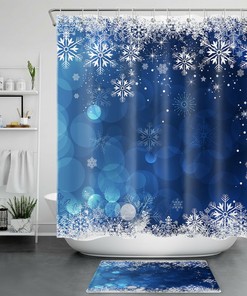 Christmas Snowflake Shower Curtain with Blue Dream Halo for a Dreamy Bathroom Accessory
