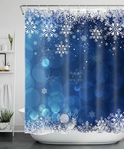 Christmas Snowflake Shower Curtain with Blue Dream Halo for a Dreamy Bathroom Accessory