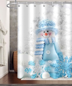 Christmas Snowflake Snow Snowman Shower Curtain for a Winter Wonderland Bathroom