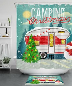 Christmas Tree Snowman Camper Shower Curtain for a Fun and Festive Bathroom Decor