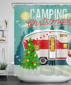 Christmas Tree Snowman Camper Shower Curtain for a Fun and Festive Bathroom Decor