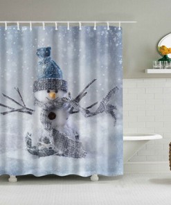 Christmas Xmas Snowman Snowflake Print Shower Curtain for a Joyful Bathroom