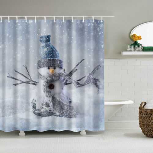 Christmas Xmas Snowman Snowflake Print Shower Curtain for a Joyful Bathroom