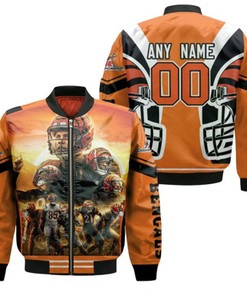 Cicinnati Bengals Team Great Player 00 2022 AFC Championship Orange Jersey Style Gift With Custom Number Name Bomber Jacket