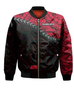 Cincinnati Bearcats Bomber Jacket Grunge Polynesian Tattoo- NCAA