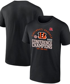 Cincinnati Bengals 2022 Four-Time AFC Conference Champions T-Shirt - Black