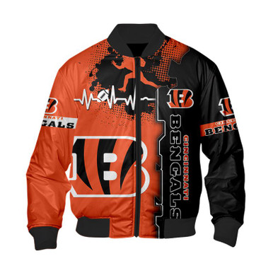 Cincinnati Bengals Bomber Jacket graphic heart ECG line
