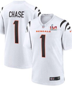 Cincinnati Bengals Jamarr Chase 1 2022 Nfl Superbowl Lvi Match White Jersey Gift For Bengals Fans