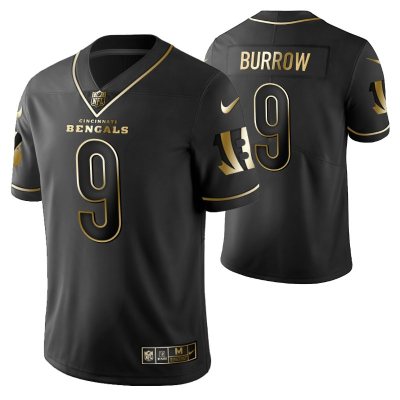 Cincinnati Bengals Joe Burrow 9 2021 Nfl Golden Brandedition Black Jersey Gift For Bengals Fans