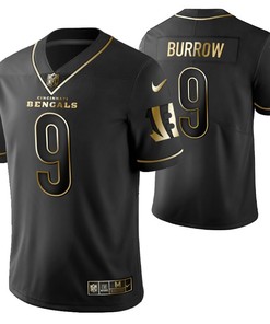 Cincinnati Bengals Joe Burrow 9 2021 Nfl Golden Brandedition Black Jersey Gift For Bengals Fans