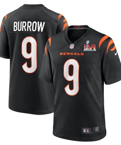 Cincinnati Bengals Joe Burrow 9 2022 Nfl Superbowl Lvi Match Black Jersey Gift For Bengals Fans