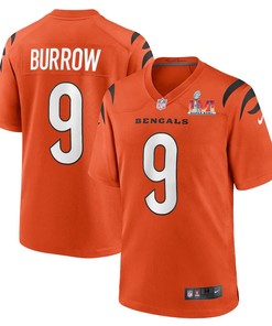 Cincinnati Bengals Joe Burrow 9 2022 Nfl Superbowl Lvi Match Orange Jersey Gift For Bengals Fans