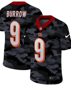 Cincinnati Bengals Joe Burrow #9 Nfl 2020 Camo Black Jersey