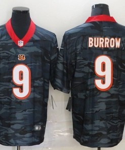 Cincinnati Bengals Joe Burrow #9 Nfl 2020 Camo Black Jersey