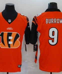 Cincinnati Bengals Joe Burrow #9 Nfl 2020 Orange Jersey