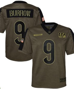 Cincinnati Bengals Joe Burrow 9 Nfl Olive 2021 Salute To Service Game Men Jersey For Bears Fans