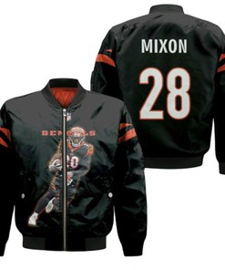 Cincinnati Bengals Joe Mixon 28 NFL Legends Black Gift For Bengals Fans Bomber Jacket